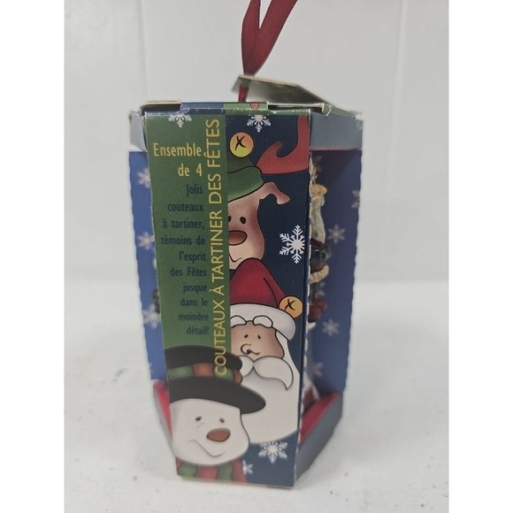 4 Xmas Cheese Spreader Knives Santa Reindeer Snowman Nutcracker Original box - Picture 5 of 7